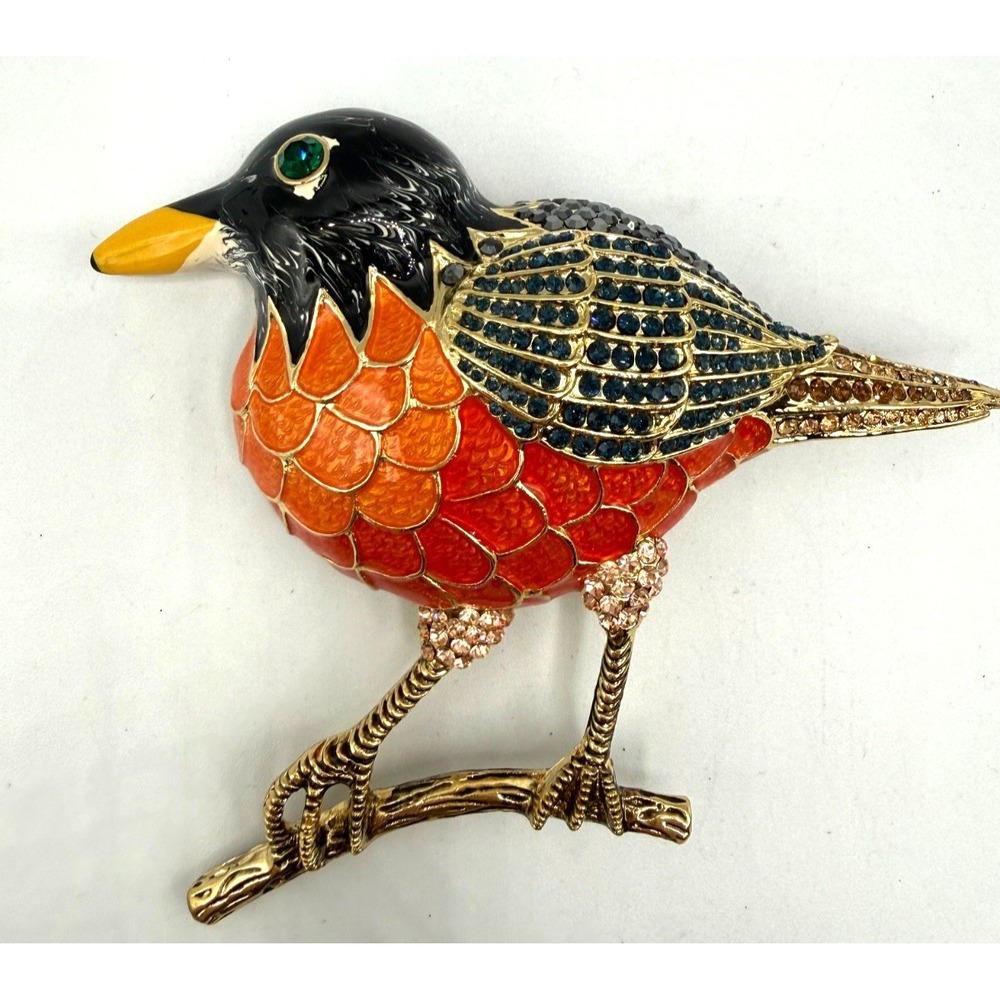 Huge Rare RARA AVIS By IRIS APFEL ROBIN Bird Brooch  Pave Crystal STUNNING RARE!